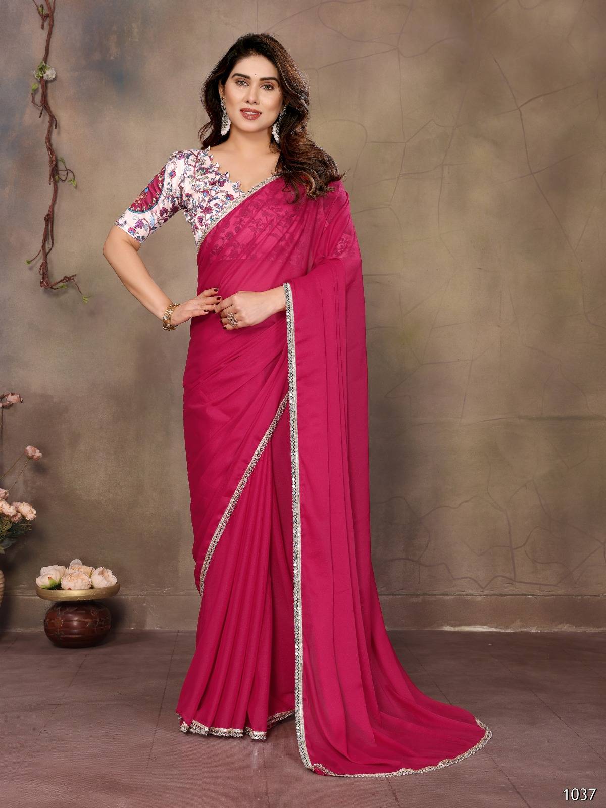 Durga Vol-4 By Fashid Wholesale 1033 To 1038 Series Indian Traditional Wear Collection Beautiful Stylish Fancy Colorful Party Wear & Occasional Wear Georgette Sarees At Wholesale Price
