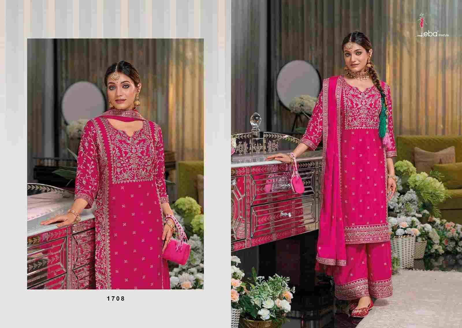 Shayoni By Eba Lifestyle 1708 To 1710 Series Designer Festive Suits Collection Beautiful Stylish Fancy Colorful Party Wear & Occasional Wear Chinnon Dresses At Wholesale Price