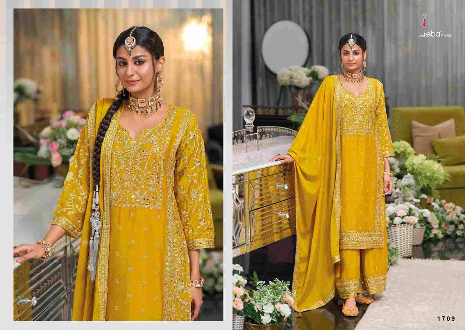 Shayoni By Eba Lifestyle 1708 To 1710 Series Designer Festive Suits Collection Beautiful Stylish Fancy Colorful Party Wear & Occasional Wear Chinnon Dresses At Wholesale Price