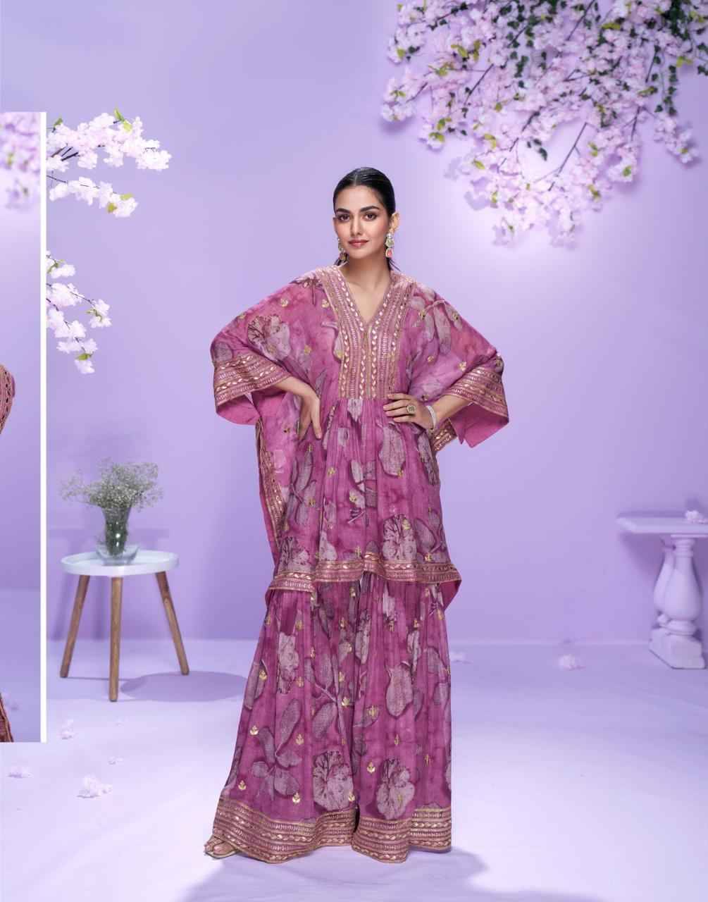 Raahi By Sayuri 10059 To 10061 Series Designer Stylish Fancy Colorful Beautiful Party Wear & Ethnic Wear Collection Premium Georgette Kaftan With Gharara At Wholesale Price