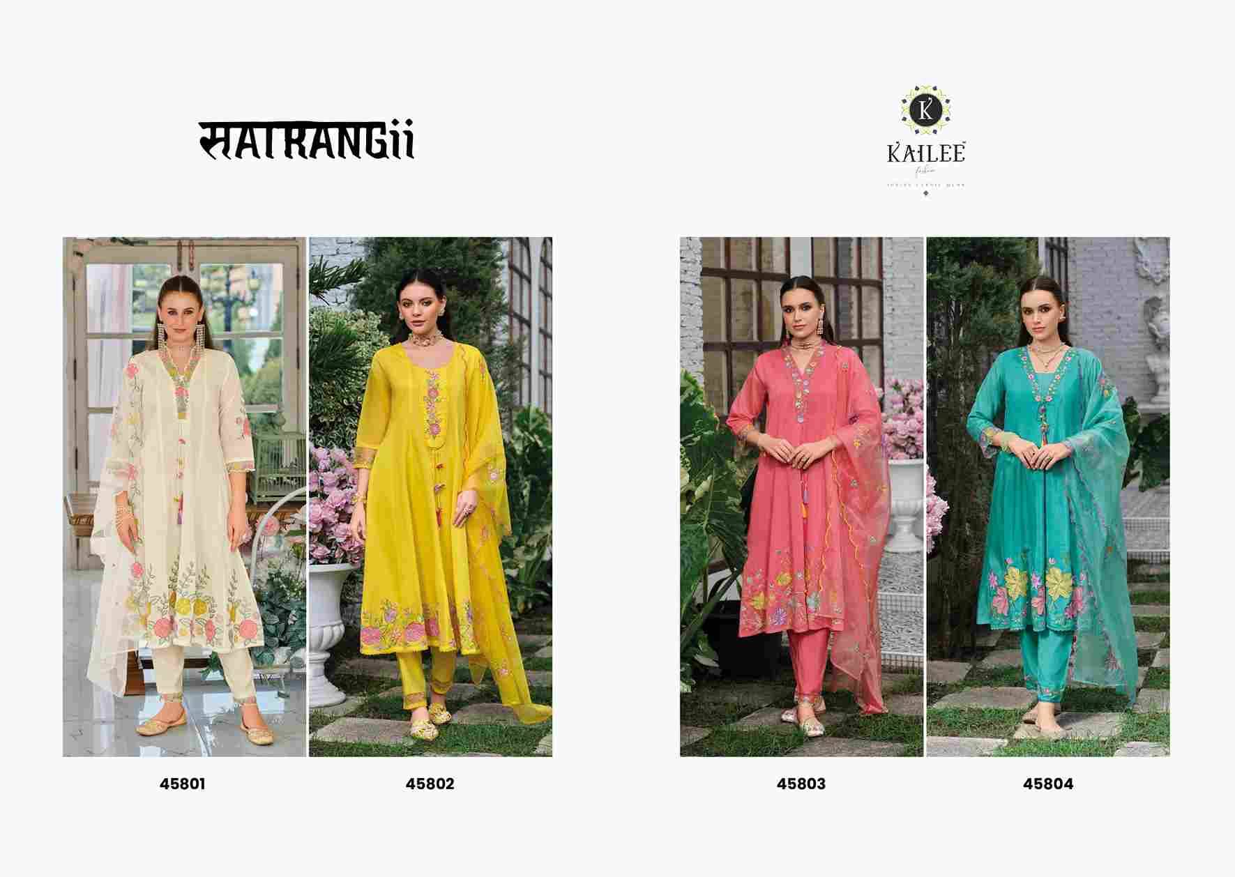 Satrangi By Kailee 45801 To 45804 Series Beautiful Festive Suits Colorful Stylish Fancy Casual Wear & Ethnic Wear Pure Viscose Chanderi Dresses At Wholesale Price