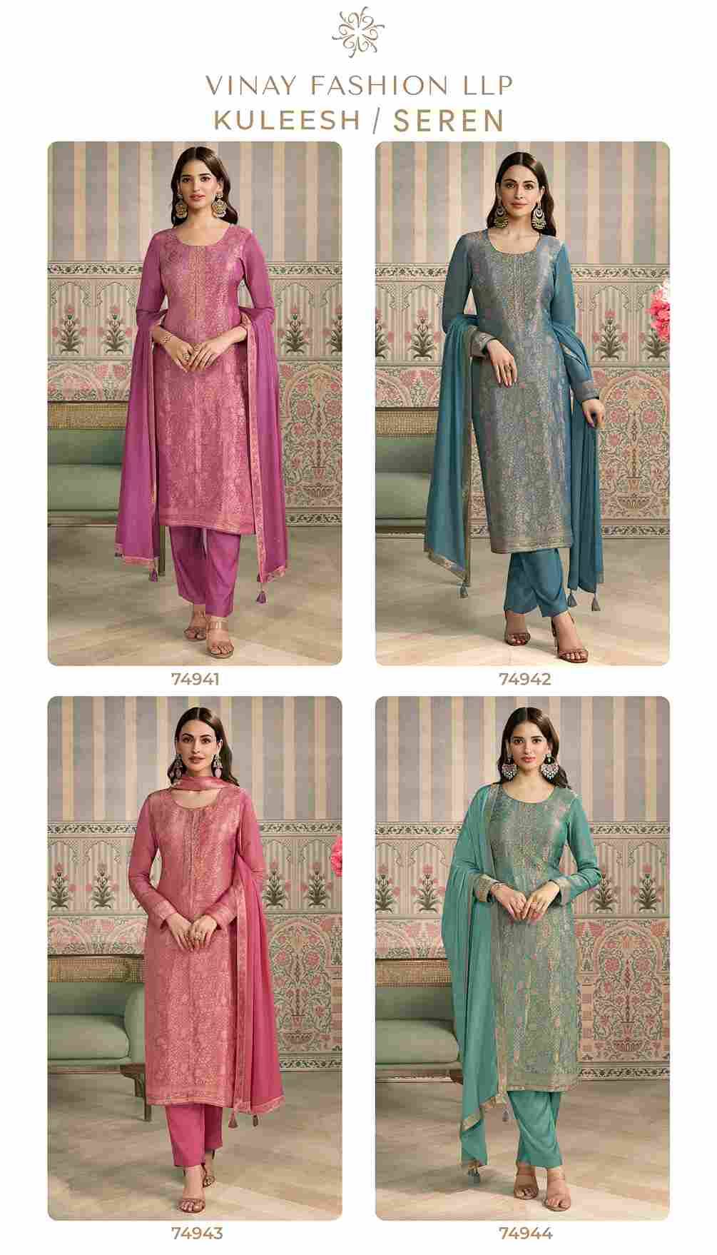 Seren By Vinay Fashion 74941 To 74944 Series Designer Festive Suits Collection Beautiful Stylish Fancy Colorful Party Wear & Occasional Wear Simmer Jacquard Embroidered Dresses At Wholesale Price