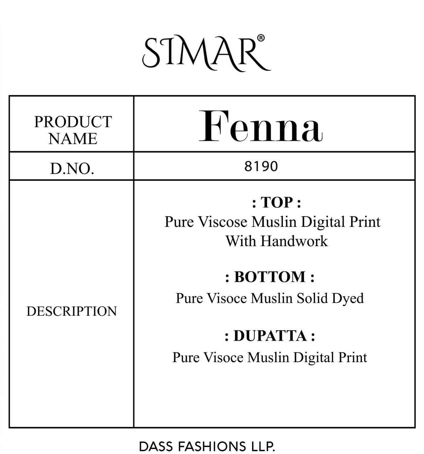 Fenna By Simar 8190-A To 8190-D Series Designer Festive Suits Beautiful Stylish Fancy Colorful Party Wear & Occasional Wear Pure Viscose Muslin Dresses At Wholesale Price