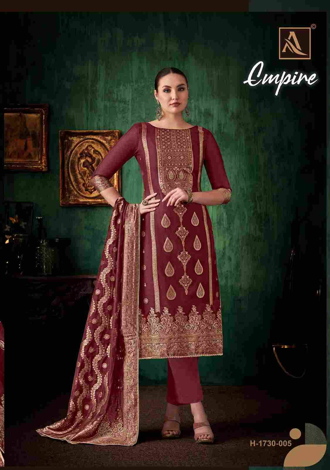 Empire By Alok Suit 1730-001 To 1730-006 Series Beautiful Festive Suits Colorful Stylish Fancy Casual Wear & Ethnic Wear Pure Jacquard Dresses At Wholesale Price