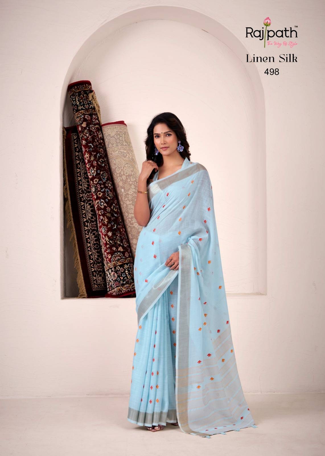 Pieana By Rajpath 498 To 503 Series Indian Traditional Wear Collection Beautiful Stylish Fancy Colorful Party Wear & Occasional Wear Linen Silk Sarees At Wholesale Price