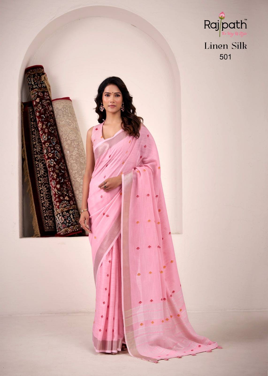 Pieana By Rajpath 498 To 503 Series Indian Traditional Wear Collection Beautiful Stylish Fancy Colorful Party Wear & Occasional Wear Linen Silk Sarees At Wholesale Price