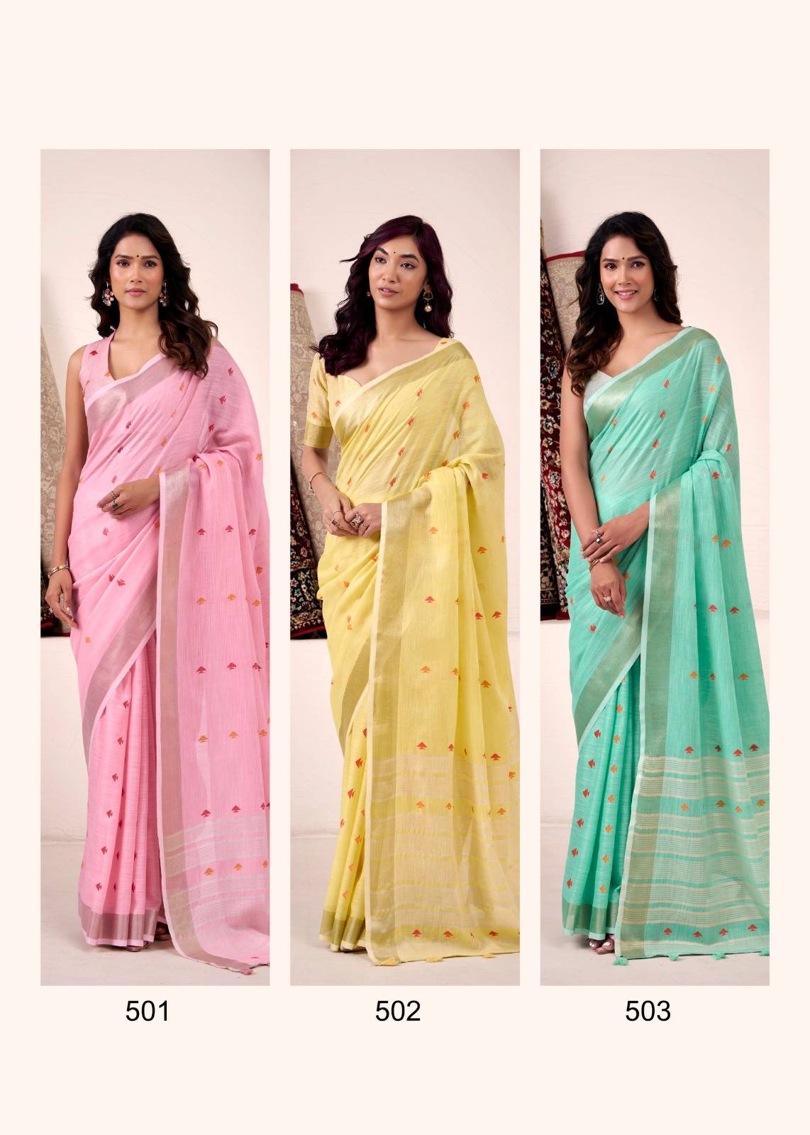 Pieana By Rajpath 498 To 503 Series Indian Traditional Wear Collection Beautiful Stylish Fancy Colorful Party Wear & Occasional Wear Linen Silk Sarees At Wholesale Price