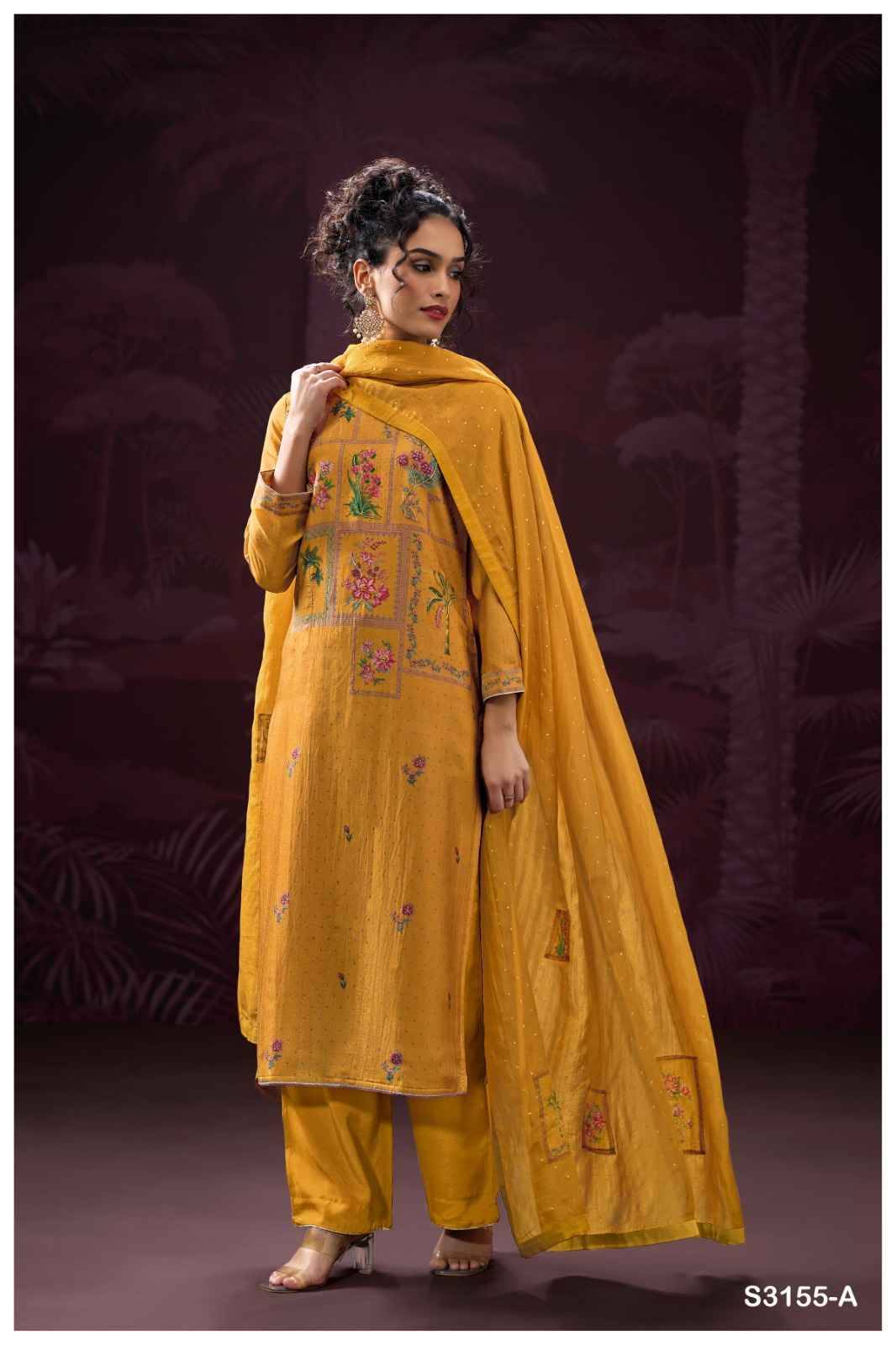 Gathika-3155 By Ganga Fashion 3155-A To 3155-D Series Beautiful Festive Suits Colorful Stylish Fancy Casual Wear & Ethnic Wear Pure Bemberg Silk Jacquard Dresses At Wholesale Price