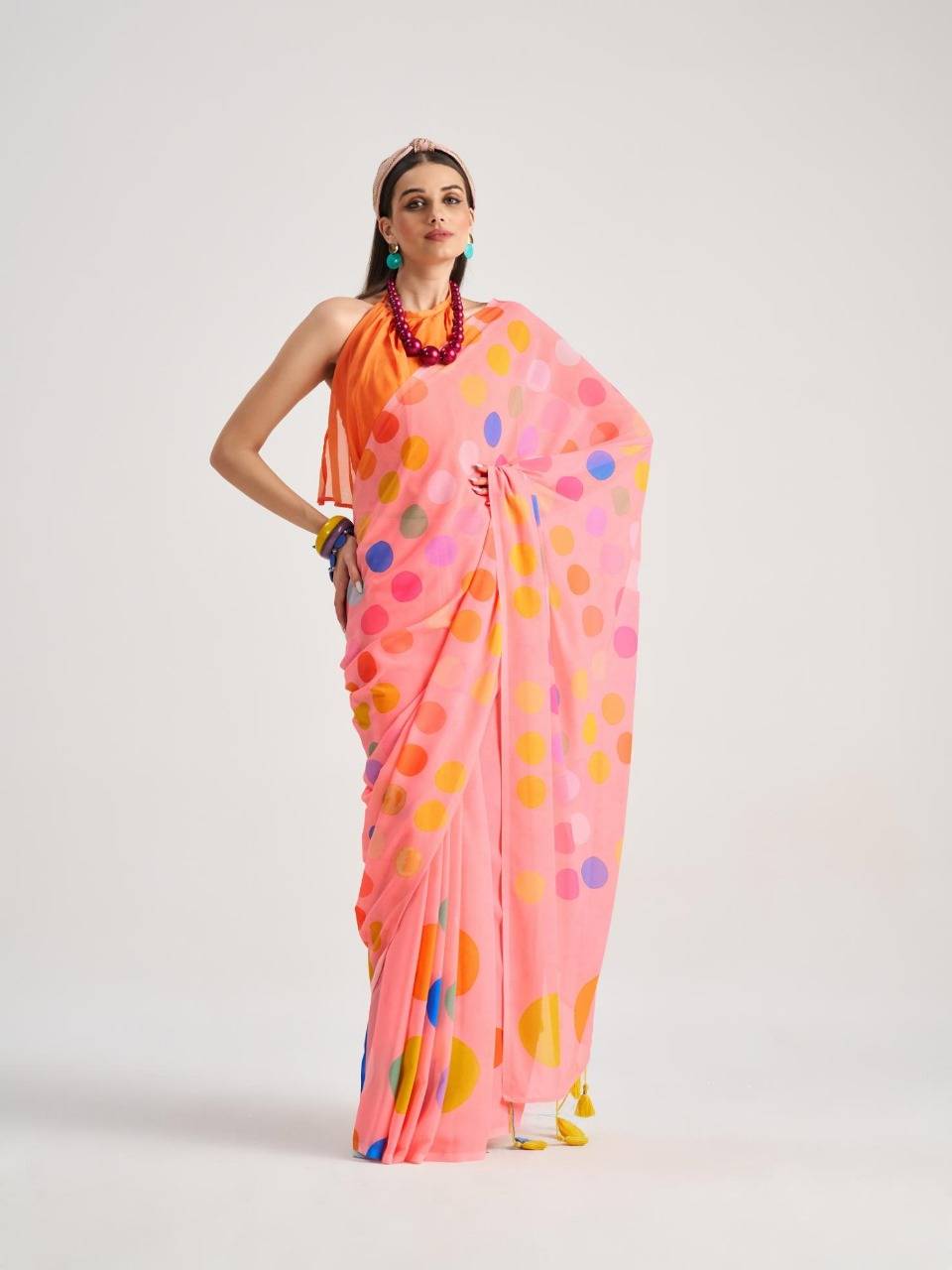 Polka-Pops By Mono Poley 01 To 09 Series Indian Traditional Wear Collection Beautiful Stylish Fancy Colorful Party Wear & Occasional Wear Georgette Sarees At Wholesale Price