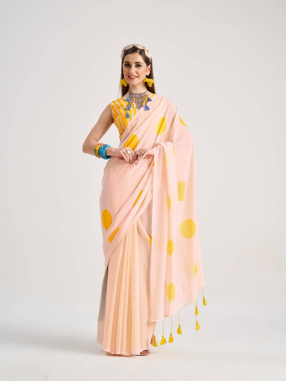 Polka-Pops By Mono Poley 01 To 09 Series Indian Traditional Wear Collection Beautiful Stylish Fancy Colorful Party Wear & Occasional Wear Georgette Sarees At Wholesale Price