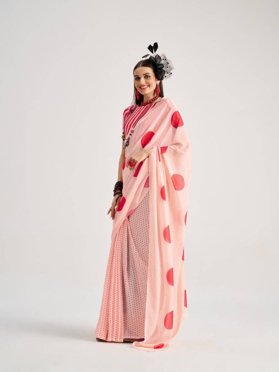 Polka-Pops By Mono Poley 01 To 09 Series Indian Traditional Wear Collection Beautiful Stylish Fancy Colorful Party Wear & Occasional Wear Georgette Sarees At Wholesale Price