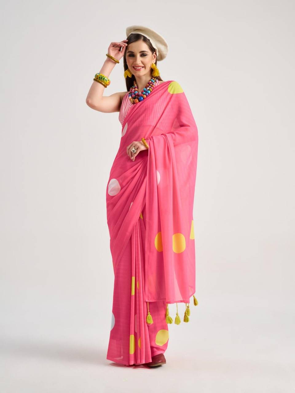 Polka-Pops By Mono Poley 01 To 09 Series Indian Traditional Wear Collection Beautiful Stylish Fancy Colorful Party Wear & Occasional Wear Georgette Sarees At Wholesale Price