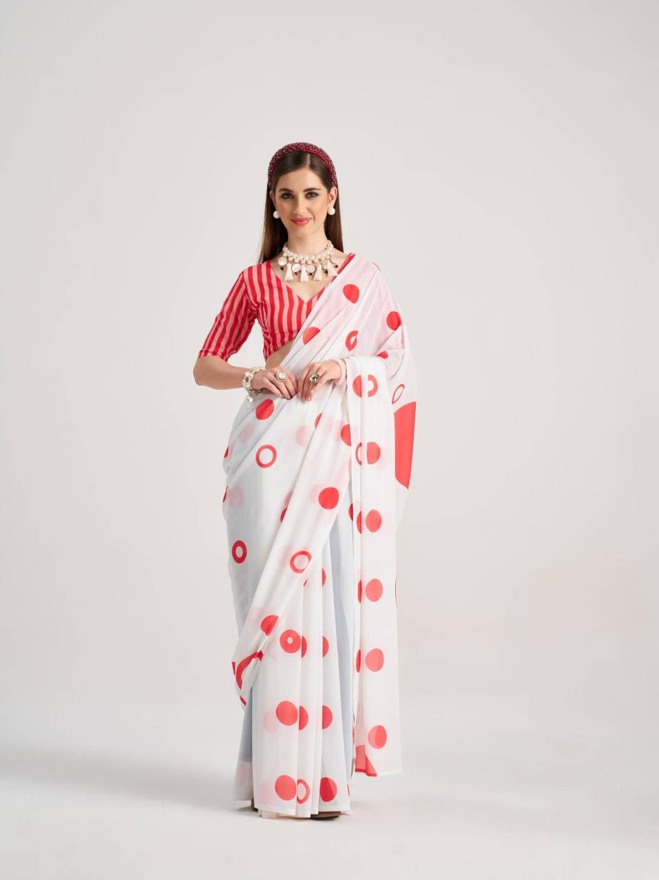 Polka-Pops By Mono Poley 01 To 09 Series Indian Traditional Wear Collection Beautiful Stylish Fancy Colorful Party Wear & Occasional Wear Georgette Sarees At Wholesale Price