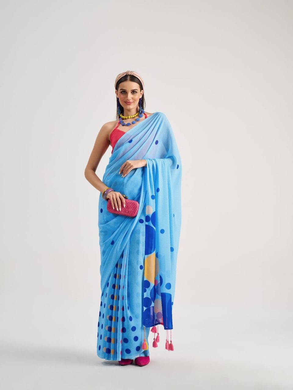Polka-Pops By Mono Poley 01 To 09 Series Indian Traditional Wear Collection Beautiful Stylish Fancy Colorful Party Wear & Occasional Wear Georgette Sarees At Wholesale Price