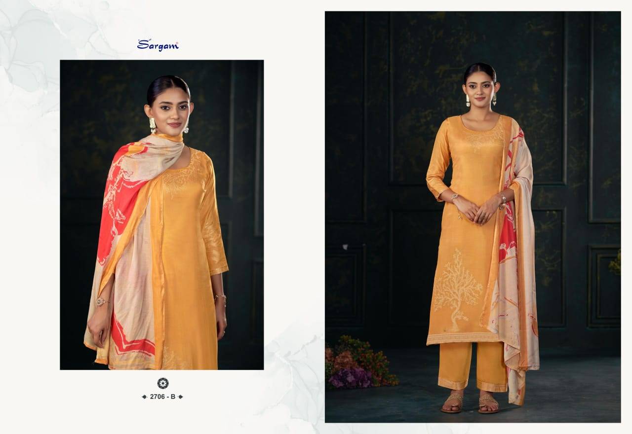 Khushali Vol-2 By Sargam Prints 2706-A To 2706-D Series Beautiful Festive Suits Stylish Fancy Colorful Casual Wear & Ethnic Wear Pure Bemberg Muslin Jacquard Print Dresses At Wholesale Price