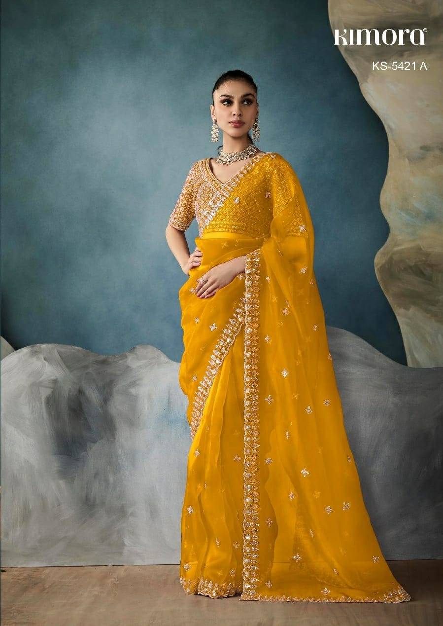 Iconic-5421 By Kimora Fashion 5421 To 5421-C Series Indian Traditional Wear Collection Beautiful Stylish Fancy Colorful Party Wear & Occasional Wear Pure Fancy Sarees At Wholesale Price