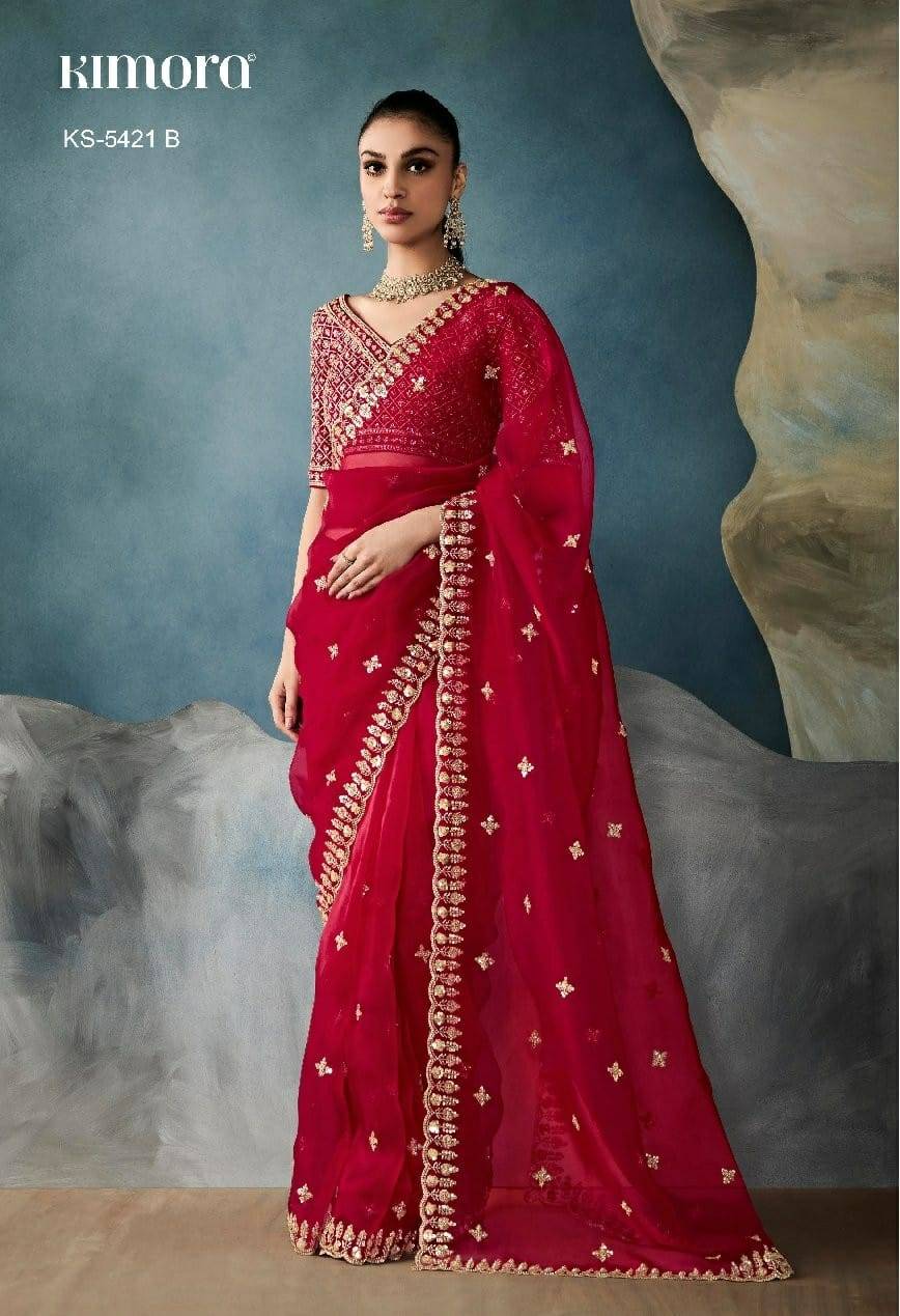Iconic-5421 By Kimora Fashion 5421 To 5421-C Series Indian Traditional Wear Collection Beautiful Stylish Fancy Colorful Party Wear & Occasional Wear Pure Fancy Sarees At Wholesale Price