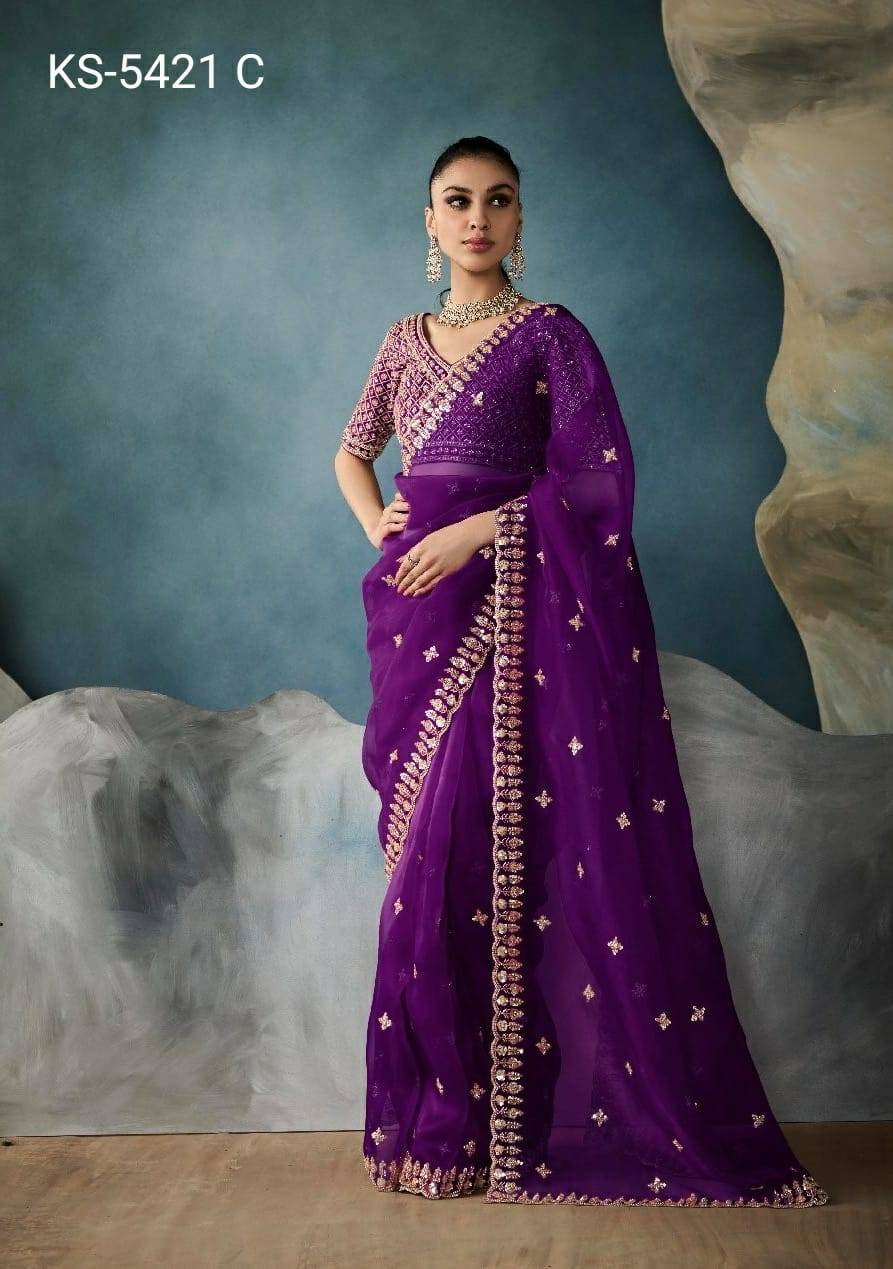 Iconic-5421 By Kimora Fashion 5421 To 5421-C Series Indian Traditional Wear Collection Beautiful Stylish Fancy Colorful Party Wear & Occasional Wear Pure Fancy Sarees At Wholesale Price
