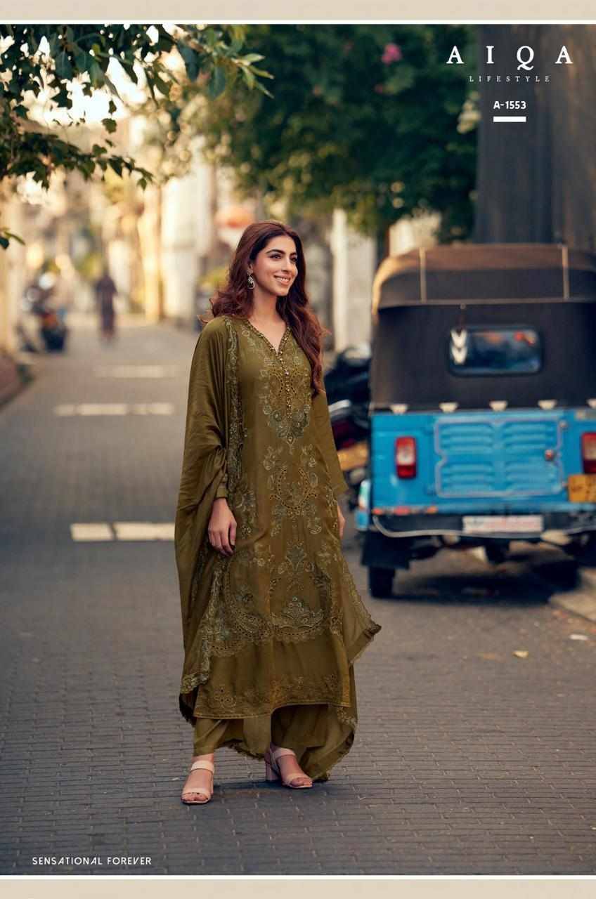 Wes By Aiqa 1549 To 1554 Series Beautiful Festive Suits Colorful Stylish Fancy Casual Wear & Ethnic Wear Pure Bemberg Silk With Work Dresses At Wholesale Price