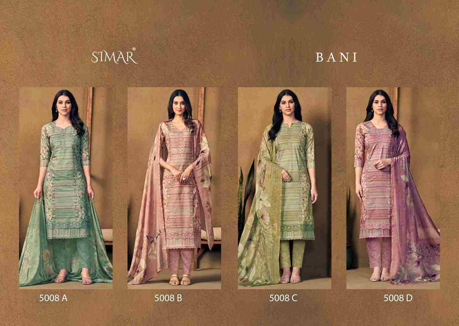 Bani By Simar 5008-A To 5008-D Series Designer Festive Suits Beautiful Stylish Fancy Colorful Party Wear & Occasional Wear Pure Viscose Muslin Dresses At Wholesale Price
