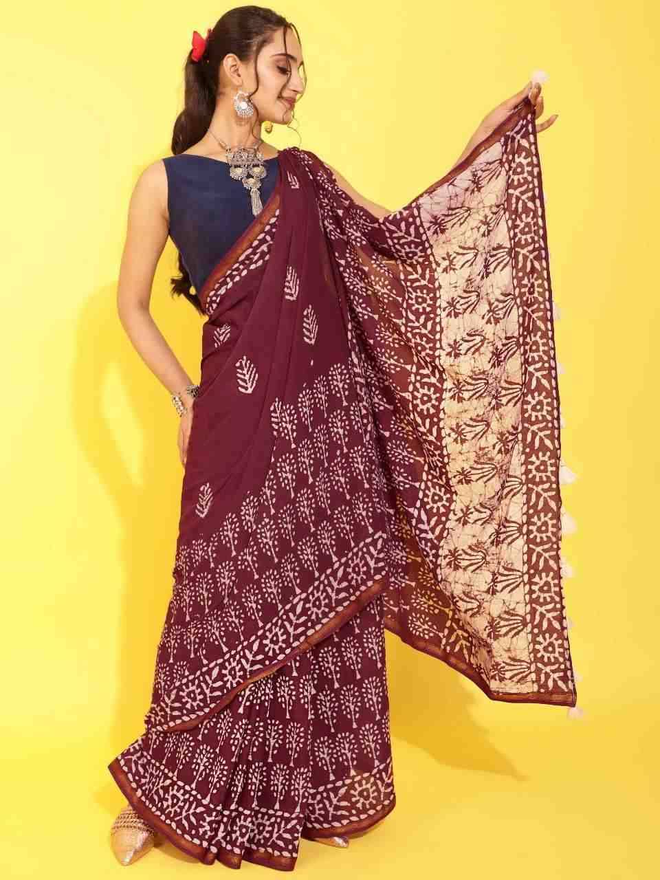 Viscose Mul Batik By Mono Poley 01 To 09 Series Indian Traditional Wear Collection Beautiful Stylish Fancy Colorful Party Wear & Occasional Wear Viscose Mul Sarees At Wholesale Price