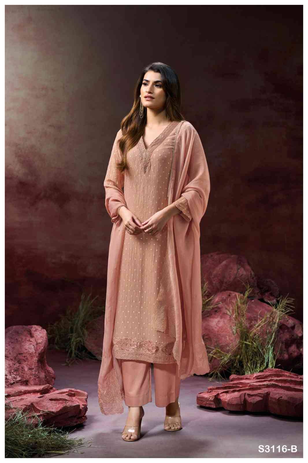 Eari-3116 By Ganga Fashion 3116-A To 3116-B Series Beautiful Festive Suits Colorful Stylish Fancy Casual Wear & Ethnic Wear Pure Viscose Jacquard Dresses At Wholesale Price