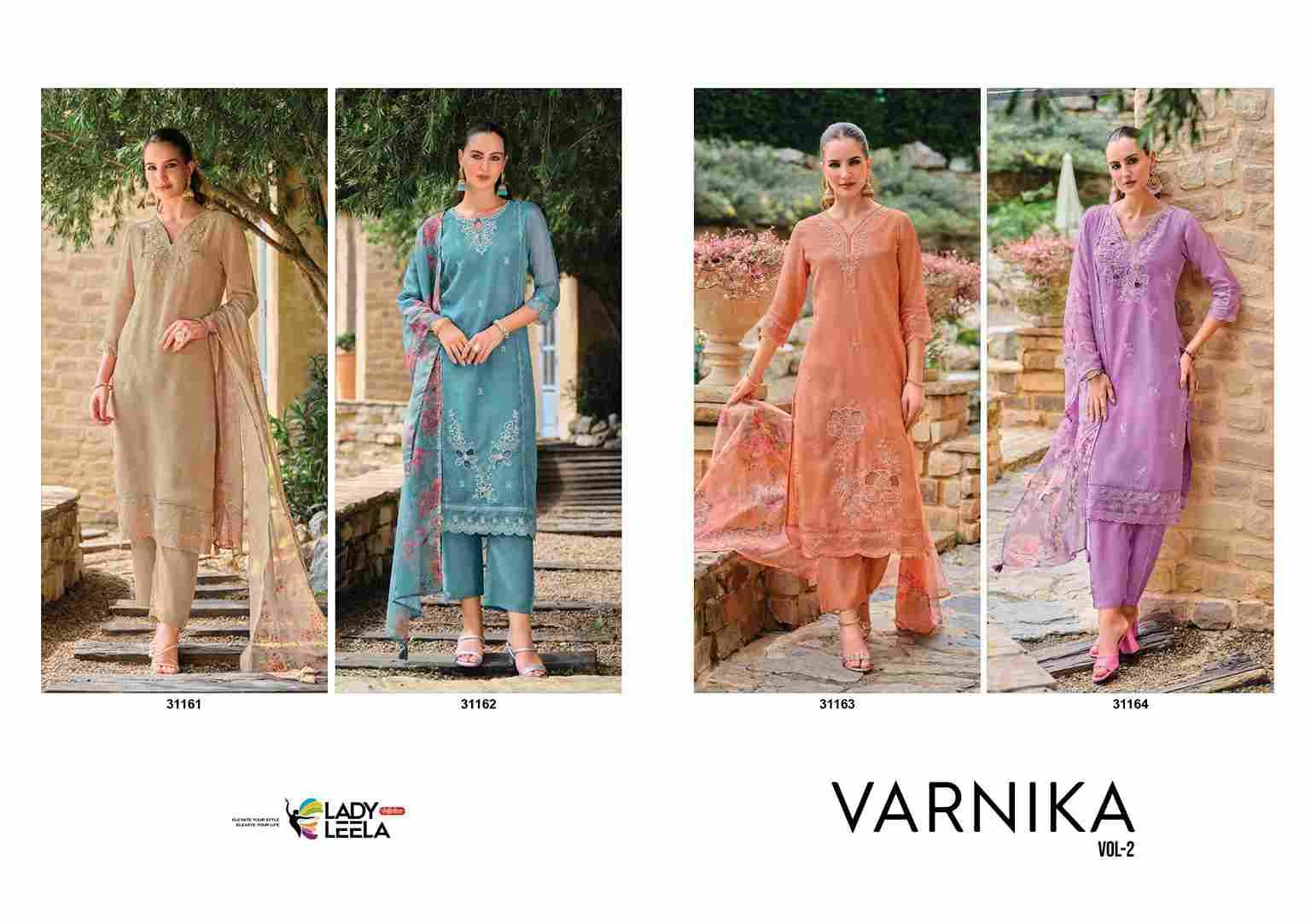 Varnika Vol-2 By Lady Leela 31161 To 31164 Series Designer Festive Suits Collection Beautiful Stylish Fancy Colorful Party Wear & Occasional Wear Organza Dresses At Wholesale Price