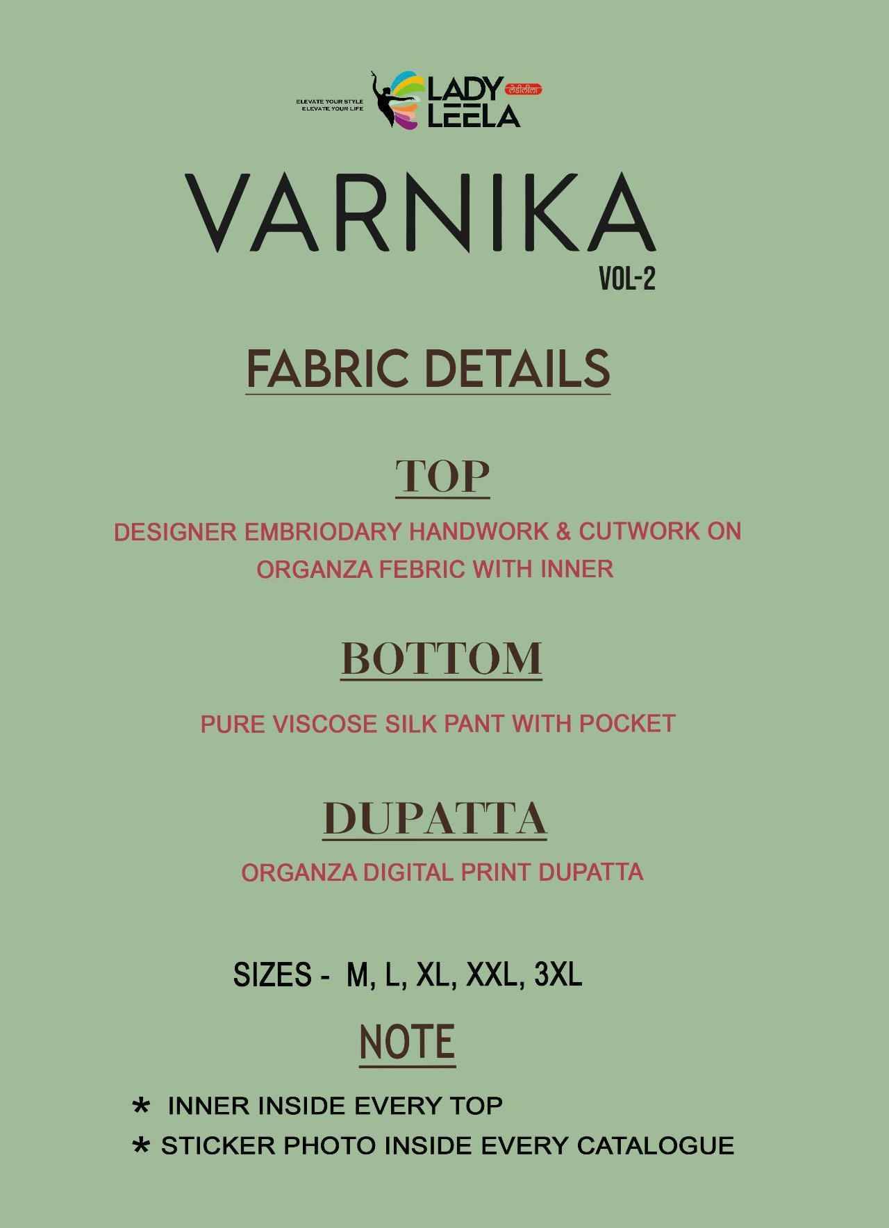 Varnika Vol-2 By Lady Leela 31161 To 31164 Series Designer Festive Suits Collection Beautiful Stylish Fancy Colorful Party Wear & Occasional Wear Organza Dresses At Wholesale Price