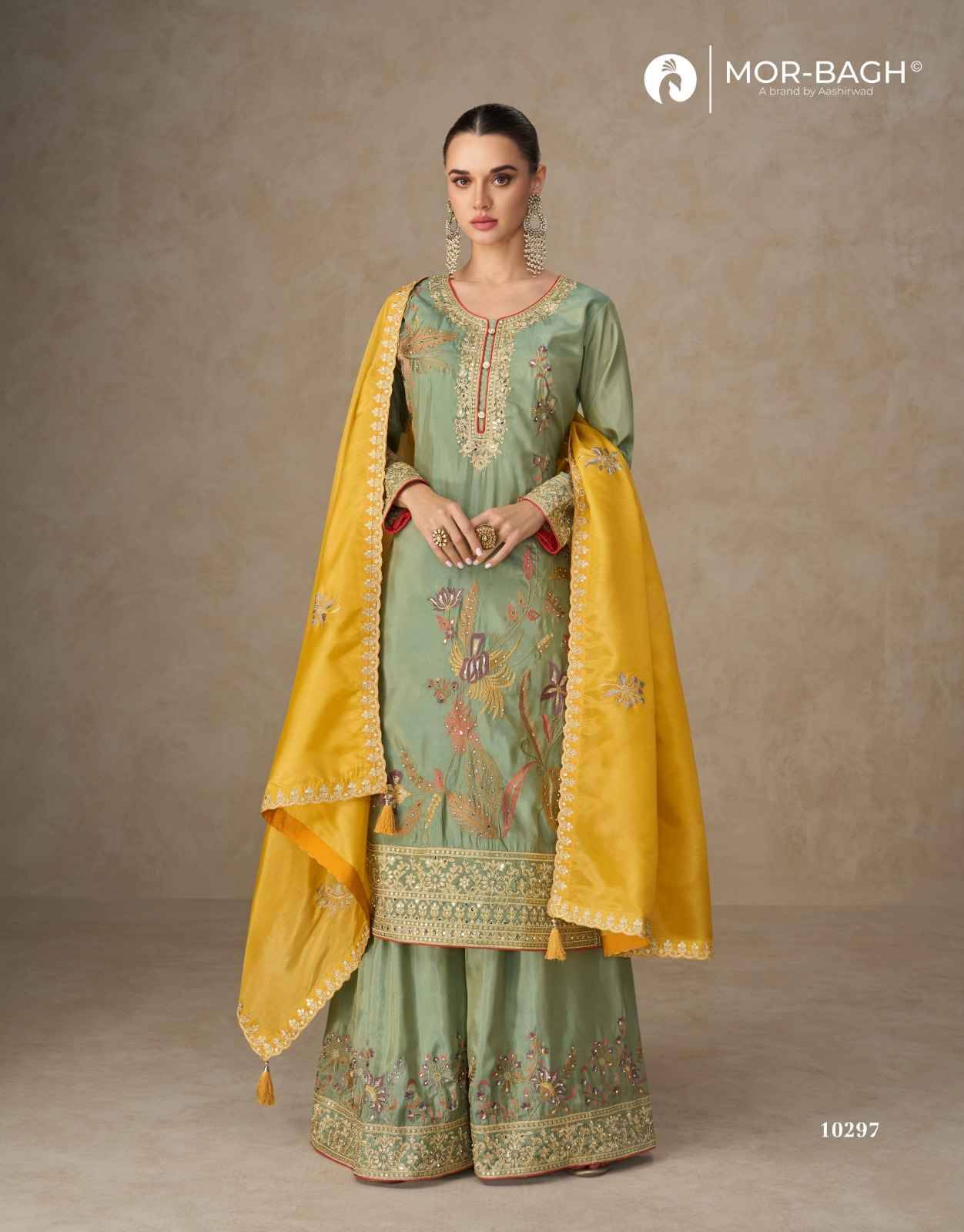 Radhya By Mor-Bagh 10297 To 10298 Series Beautiful Festive Suits Colorful Stylish Fancy Casual Wear & Ethnic Wear Simar Silk With Work Dresses At Wholesale Price