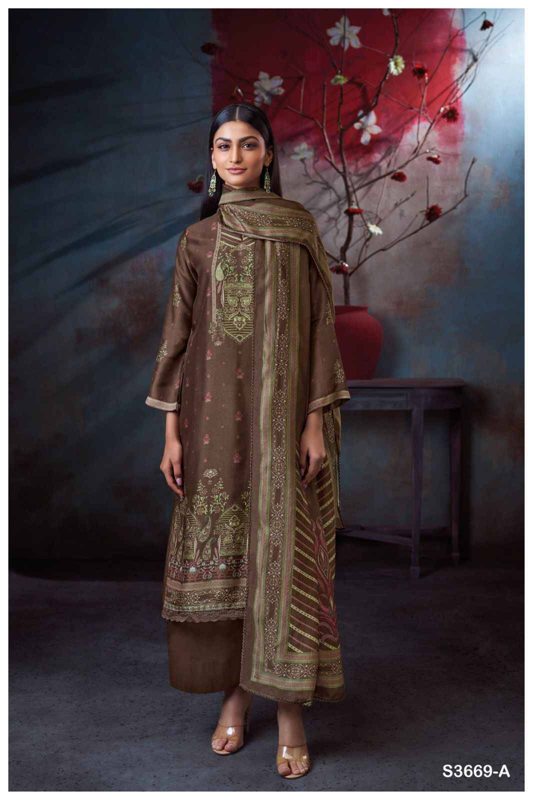 Blayra-3669 By Ganga Fashion 3669-A To 3669-D Series Beautiful Festive Suits Colorful Stylish Fancy Casual Wear & Ethnic Wear Pure Bemberg Silk Dresses At Wholesale Price