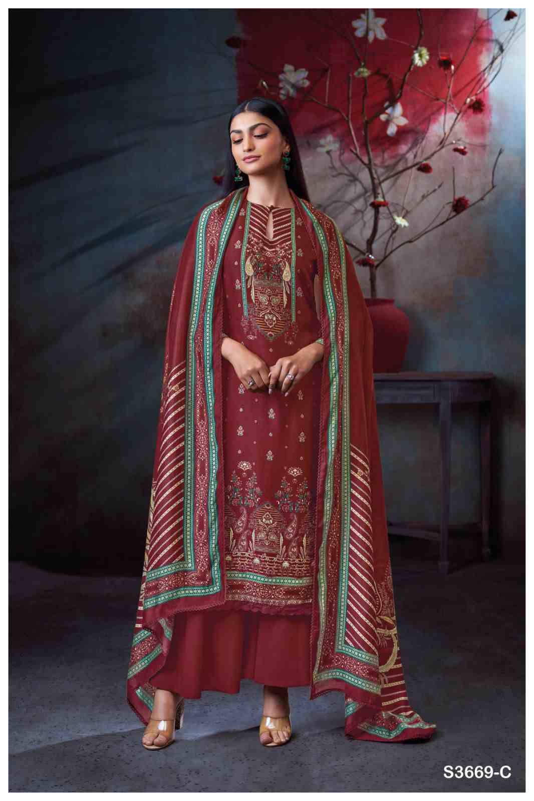 Blayra-3669 By Ganga Fashion 3669-A To 3669-D Series Beautiful Festive Suits Colorful Stylish Fancy Casual Wear & Ethnic Wear Pure Bemberg Silk Dresses At Wholesale Price