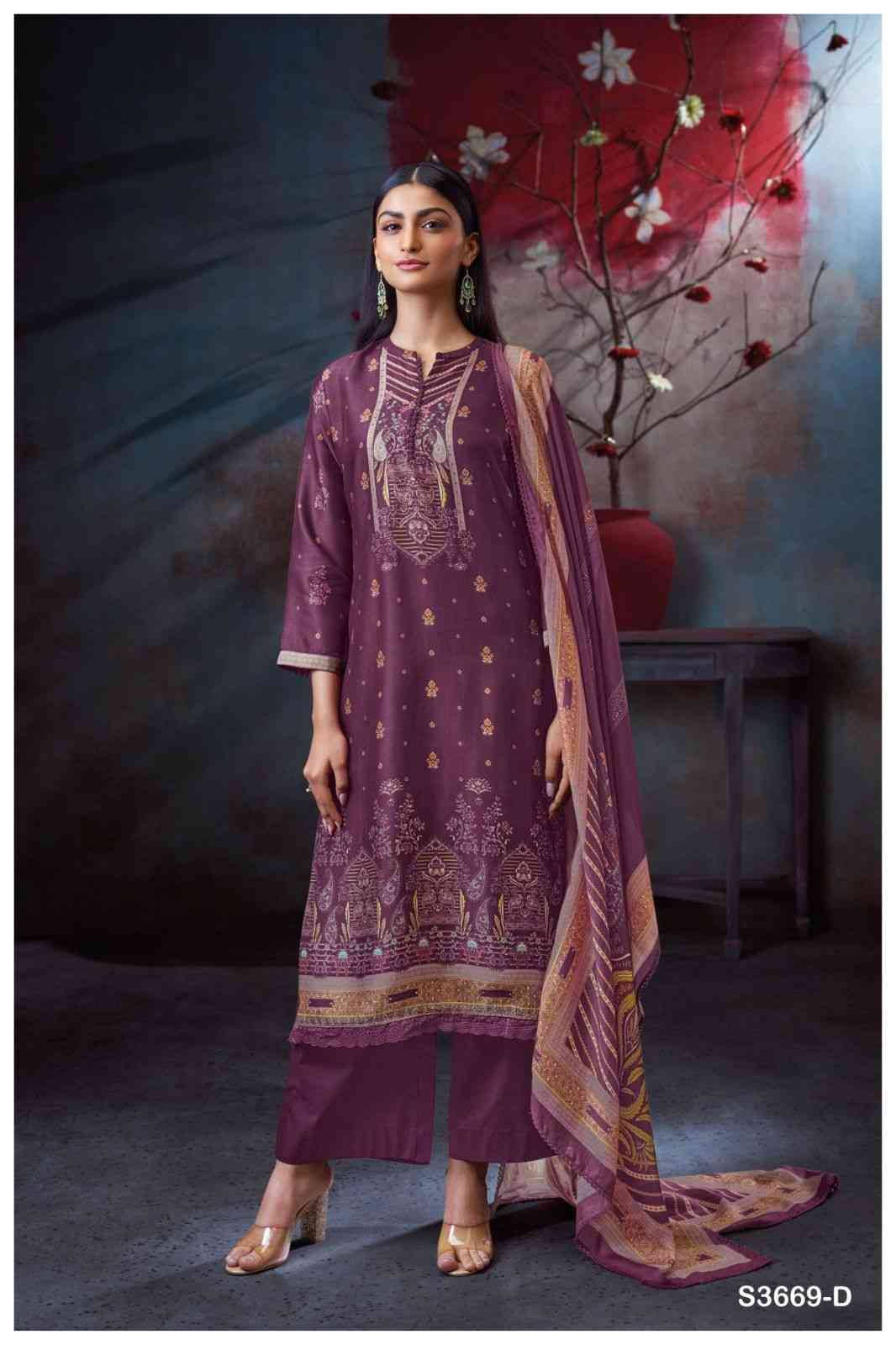 Blayra-3669 By Ganga Fashion 3669-A To 3669-D Series Beautiful Festive Suits Colorful Stylish Fancy Casual Wear & Ethnic Wear Pure Bemberg Silk Dresses At Wholesale Price