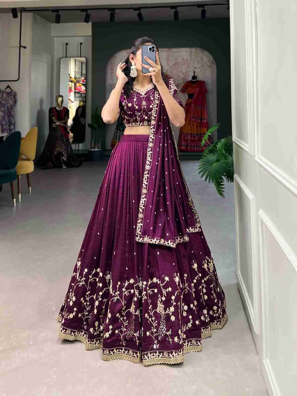Pc-23 By Fashid Wholesale 01 To 02 Series Navratri Wear Collection Beautiful Stylish Colorful Fancy Party Wear & Occasional Wear Vichitra Silk Lehengas At Wholesale Price