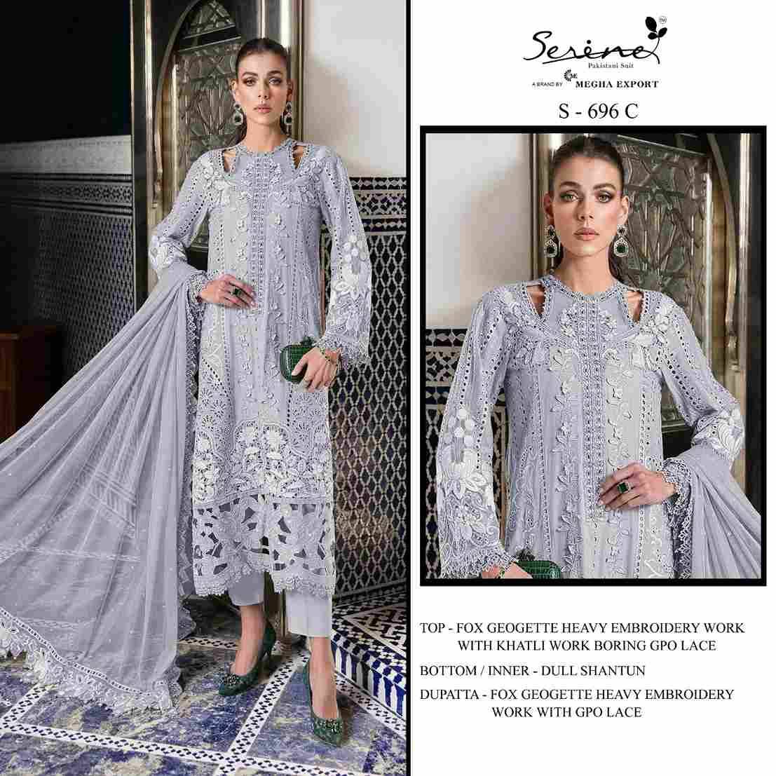 Serene Hit Design S-695 Colours By Serene S-695-A To S-695-D Series Designer Pakistani Suits Beautiful Fancy Colorful Stylish Party Wear & Occasional Wear Faux Georgette Embroidered Dresses At Wholesale Price
