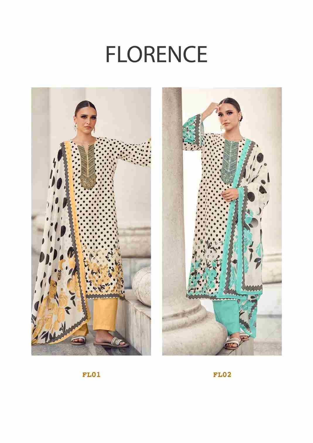 Florence By The Hermitage Shop 01 To 04 Series Beautiful Festive Suits Colorful Stylish Fancy Casual Wear & Ethnic Wear Pure Jam Satin Dresses At Wholesale Price