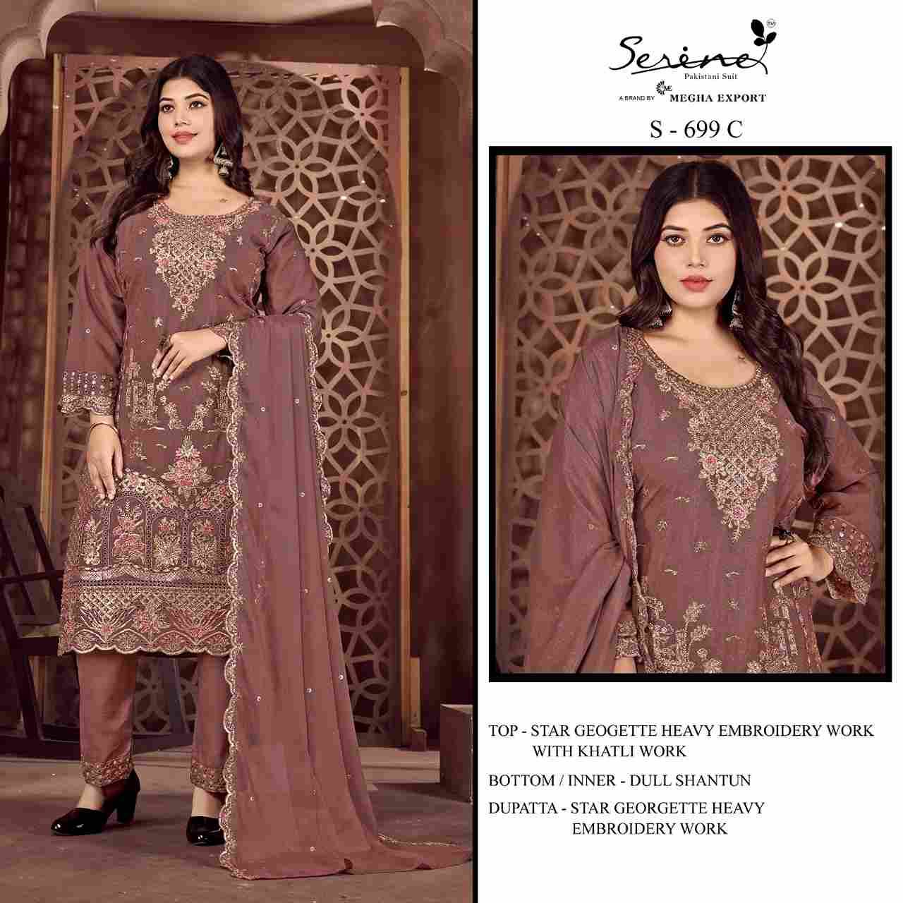 Serene Hit Design S-699 Colours By Serene S-699-A To S-699-D Series Designer Pakistani Suits Beautiful Fancy Colorful Stylish Party Wear & Occasional Wear Faux Georgette Embroidered Dresses At Wholesale Price