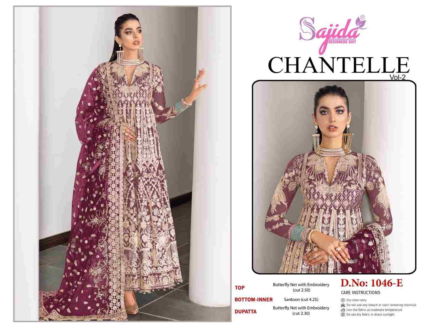 Chantelle Vol-2 By Sajida Designer Suits 1046-E To 1046-H Series Designer Pakistani Suits Beautiful Fancy Stylish Colorful Party Wear & Occasional Wear Net With Embroidery Dresses At Wholesale Price