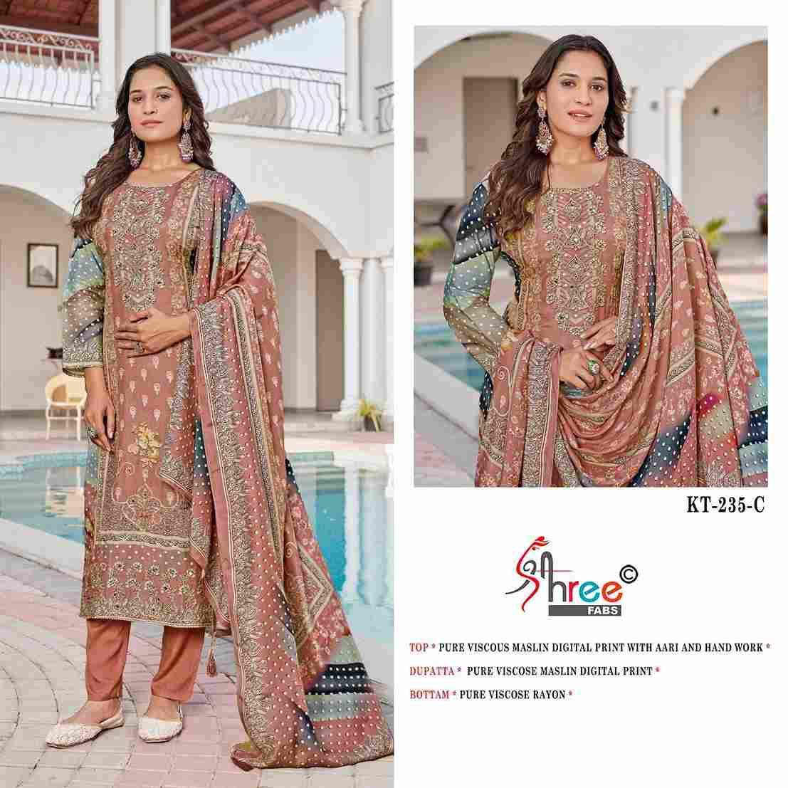 Shree Fabs Hit Design KT-235 Colours By Shree Fabs KT-235 To KT-235-C Series Designer Pakistani Suits Beautiful Fancy Stylish Colorful Party Wear & Occasional Wear Pure Viscose Muslin Embroidery Dresses At Wholesale Price