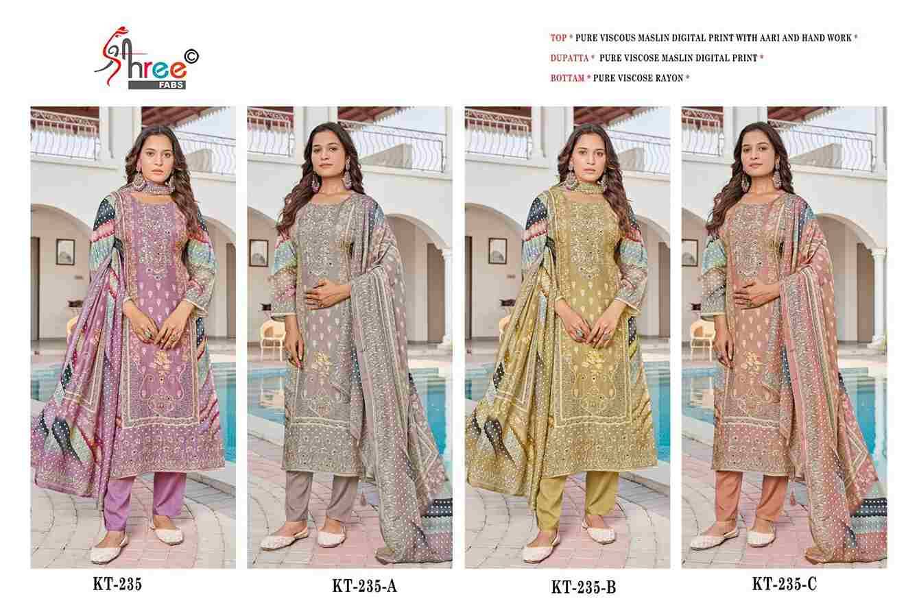 Shree Fabs Hit Design KT-235 Colours By Shree Fabs KT-235 To KT-235-C Series Designer Pakistani Suits Beautiful Fancy Stylish Colorful Party Wear & Occasional Wear Pure Viscose Muslin Embroidery Dresses At Wholesale Price