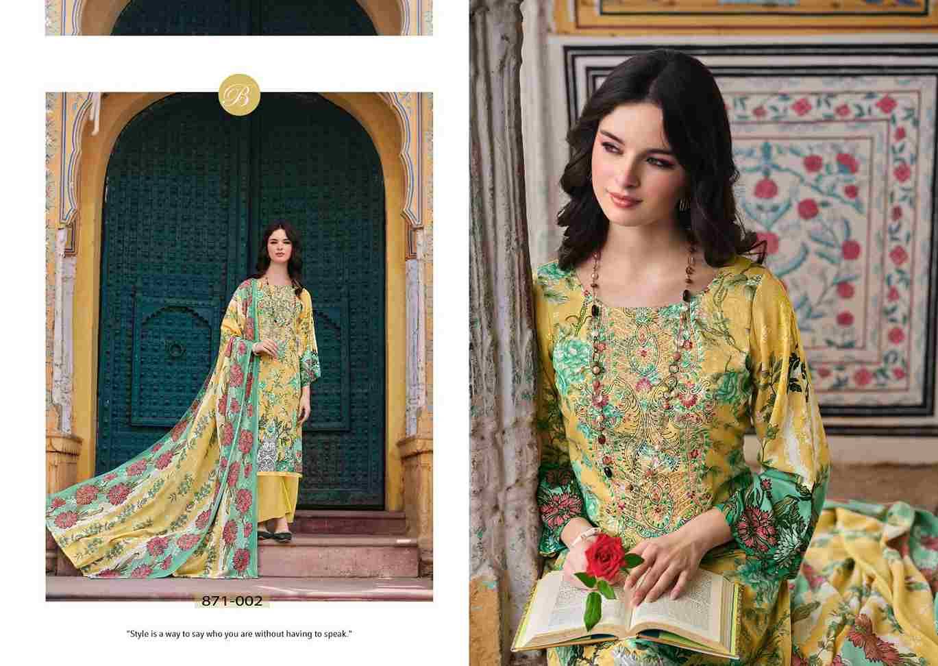 Riwayat Vol-13 By Belliza 871-001 To 871-008 Series Beautiful Festive Suits Stylish Fancy Colorful Casual Wear & Ethnic Wear Pure Viscose Rayon Print Dresses At Wholesale Price