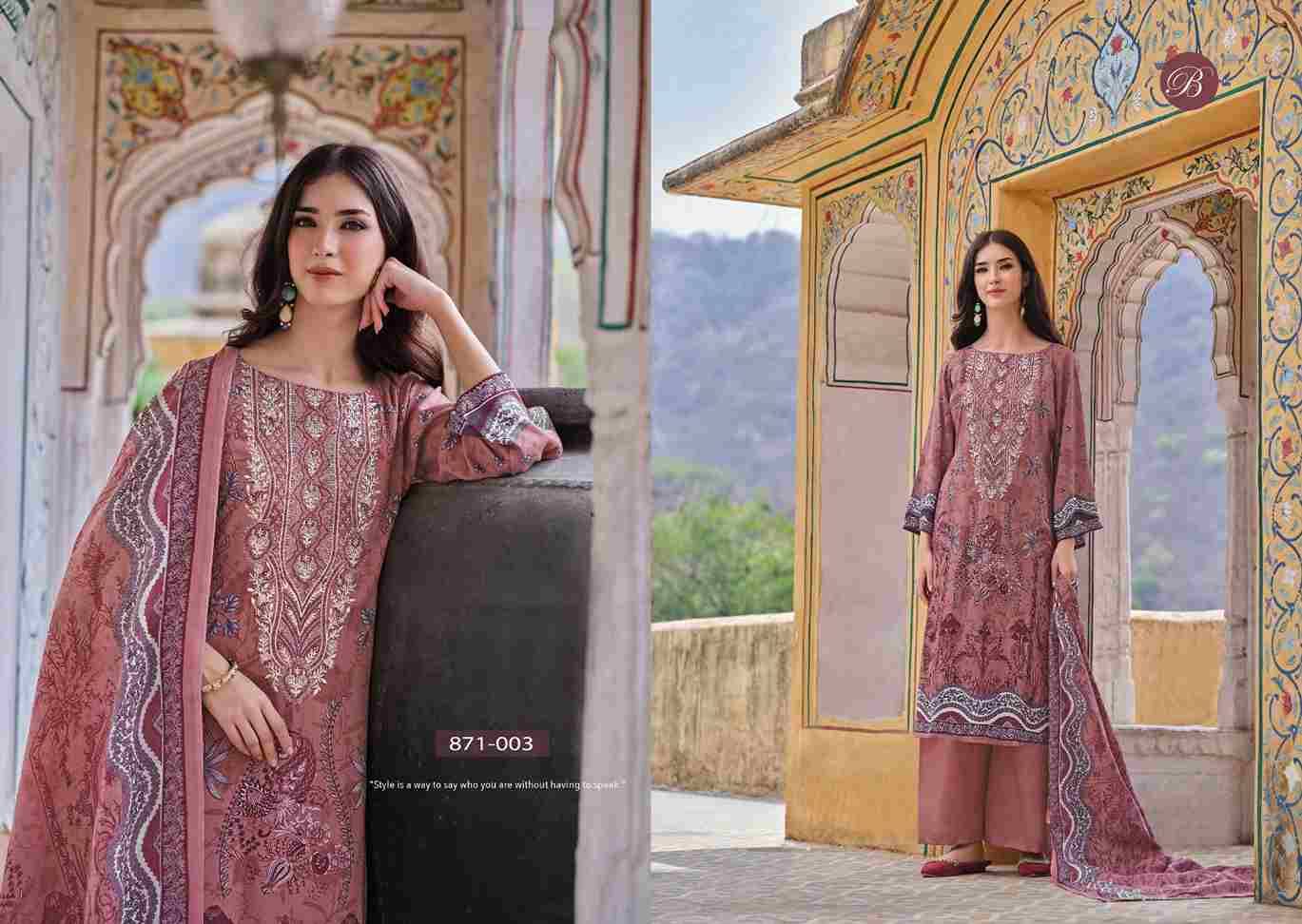 Riwayat Vol-13 By Belliza 871-001 To 871-008 Series Beautiful Festive Suits Stylish Fancy Colorful Casual Wear & Ethnic Wear Pure Viscose Rayon Print Dresses At Wholesale Price