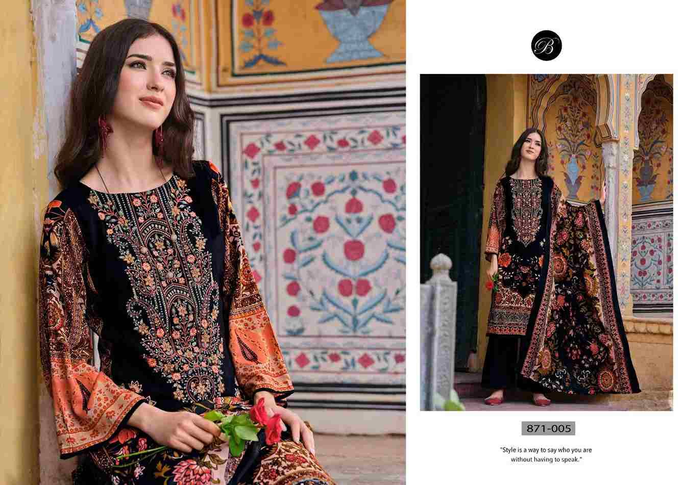 Riwayat Vol-13 By Belliza 871-001 To 871-008 Series Beautiful Festive Suits Stylish Fancy Colorful Casual Wear & Ethnic Wear Pure Viscose Rayon Print Dresses At Wholesale Price