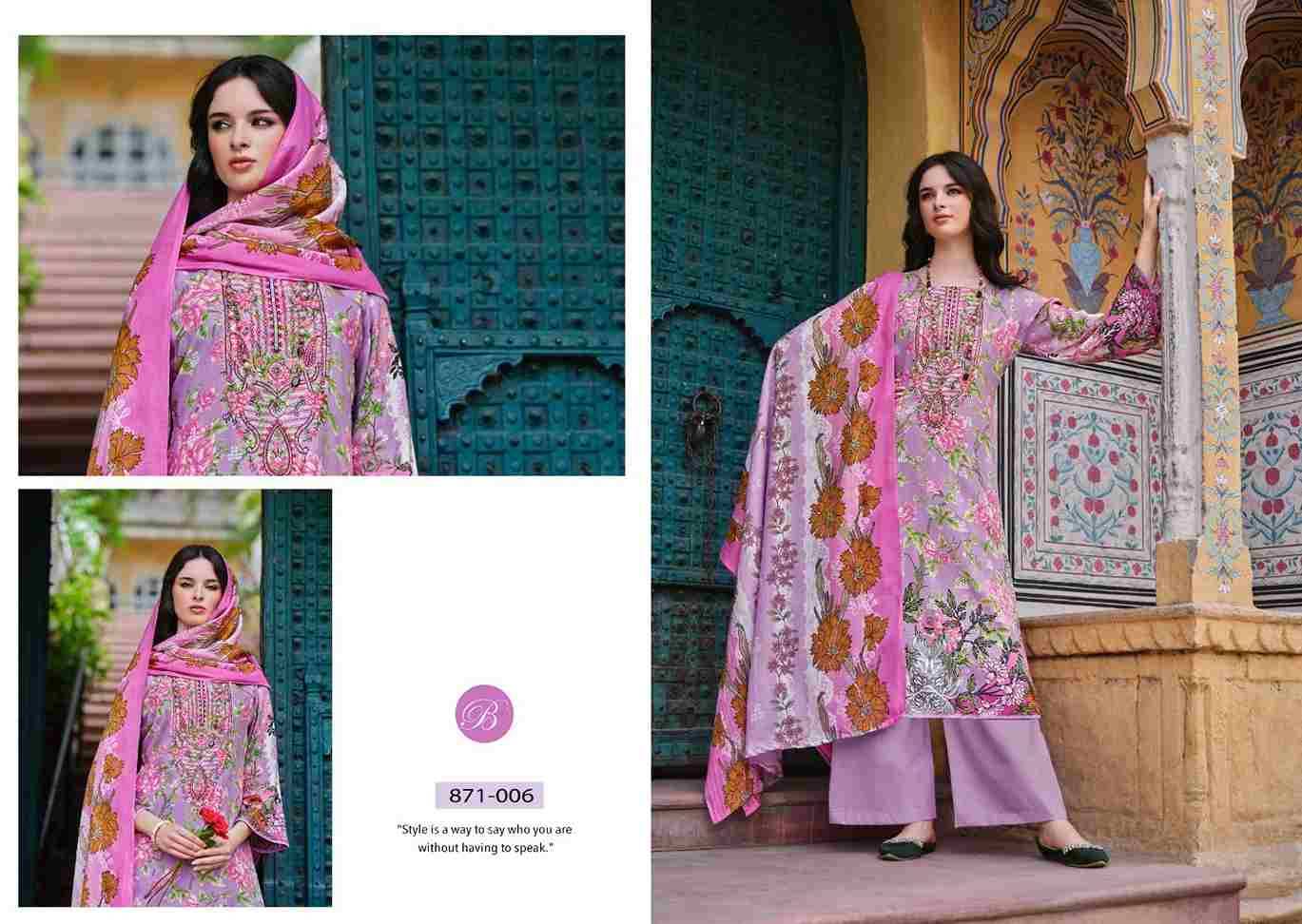 Riwayat Vol-13 By Belliza 871-001 To 871-008 Series Beautiful Festive Suits Stylish Fancy Colorful Casual Wear & Ethnic Wear Pure Viscose Rayon Print Dresses At Wholesale Price