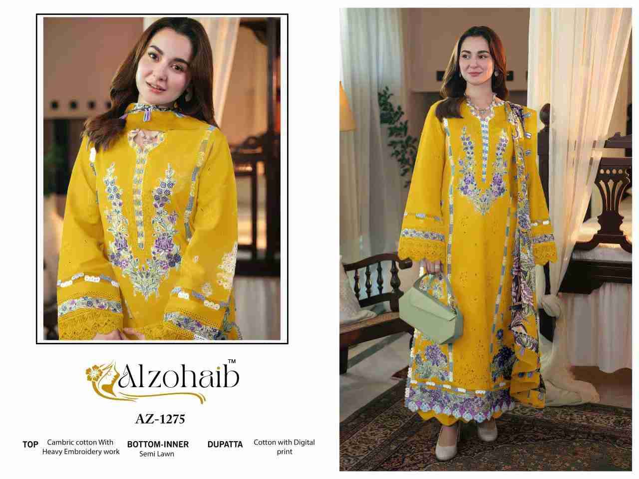 Zahra Vol-3 By Alzohaib 1271 To 1275 Series Beautiful Pakistani Suits Stylish Fancy Colorful Party Wear & Occasional Wear Cambric Cotton Print Dresses At Wholesale Price
