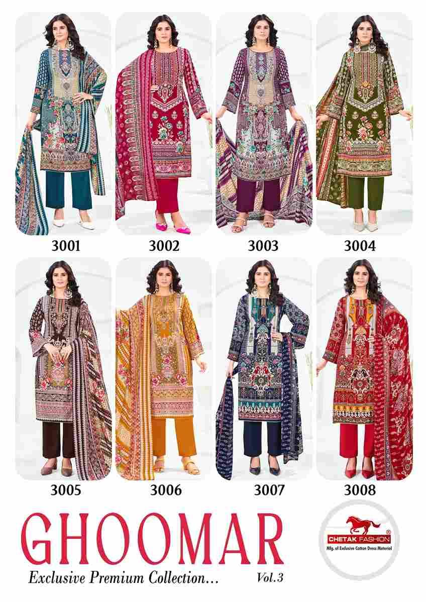 Ghoomar Vol-3 By Chetak Fashion 3001 To 3008 Series Beautiful Festive Suits Colorful Stylish Fancy Casual Wear & Ethnic Wear Rayon Cotton Print Dresses At Wholesale Price