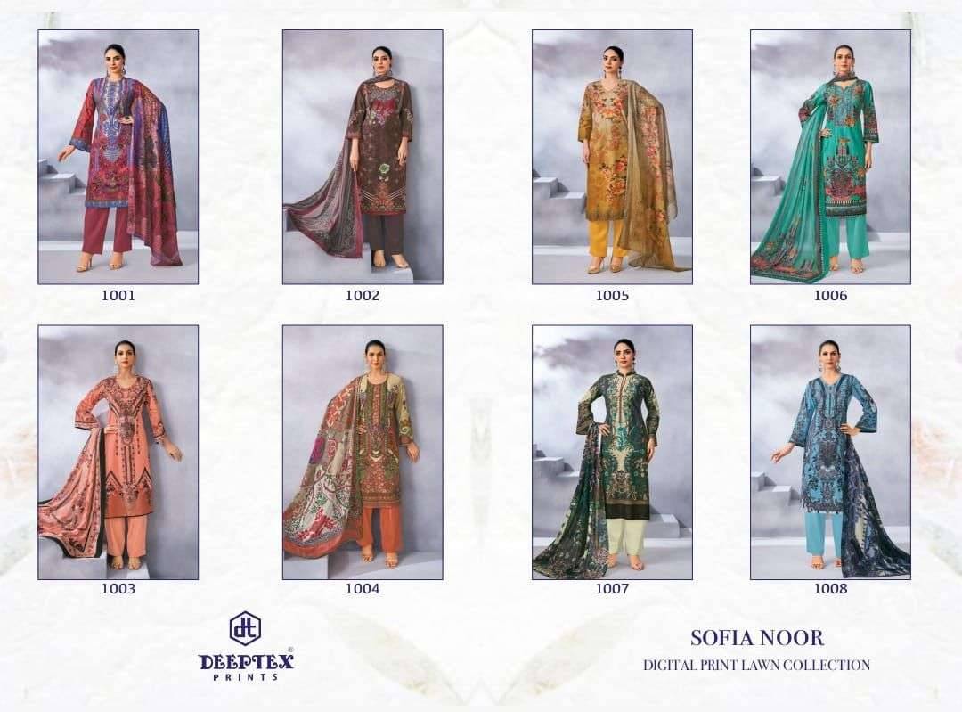 Sofia Noor By Deeptex Prints 1001 To 1008 Series Beautiful Festive Suits Stylish Fancy Colorful Casual Wear & Ethnic Wear Pure Lawn Print Dresses At Wholesale Price