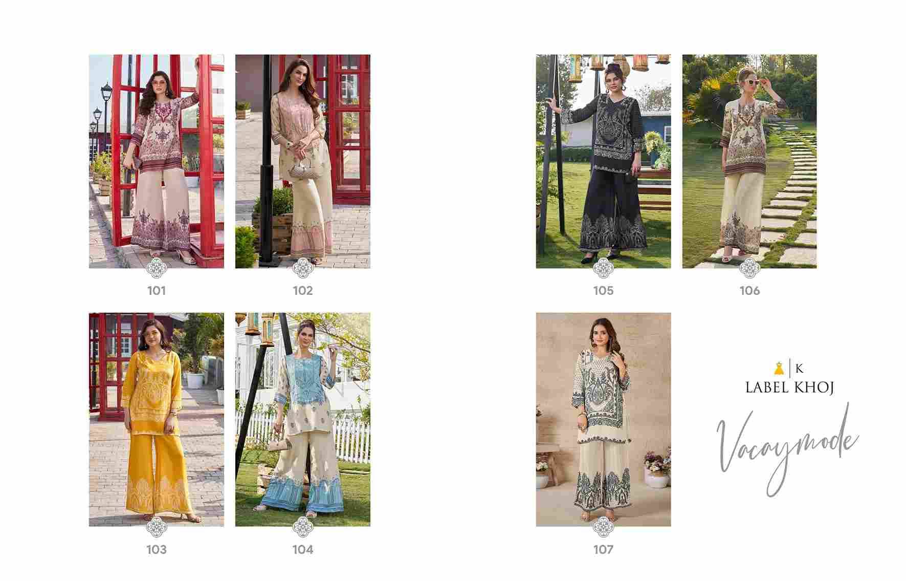 Vacay Mode By Label Khoj 101 To 107 Series Designer Stylish Fancy Colorful Beautiful Party Wear & Ethnic Wear Collection Viscose Muslin Co-Ords At Wholesale Price