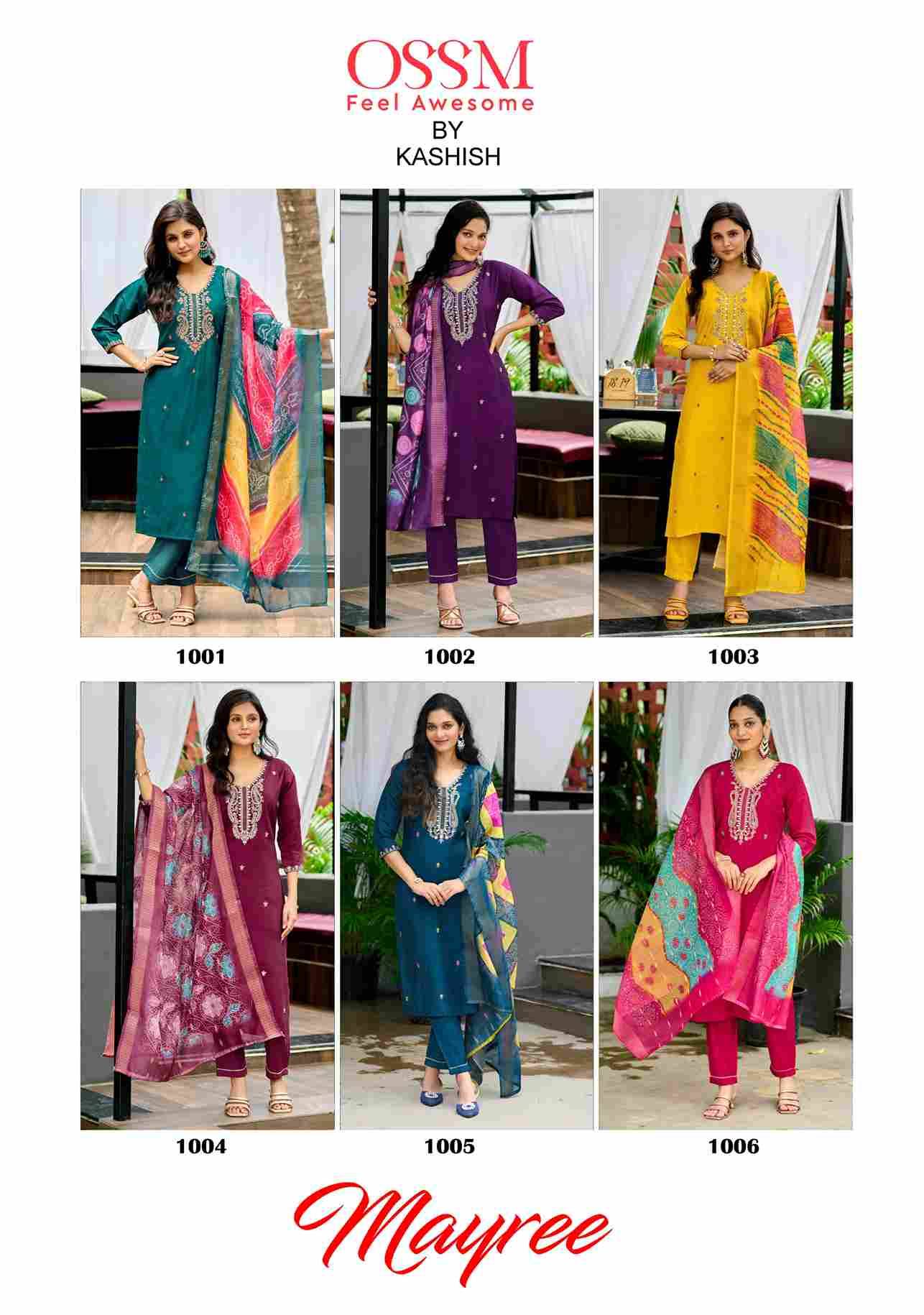 Mayree By Ossm 1001 To 1006 Series Beautiful Festive Suits Colorful Stylish Fancy Casual Wear & Ethnic Wear Viscose Silk Dresses At Wholesale Price
