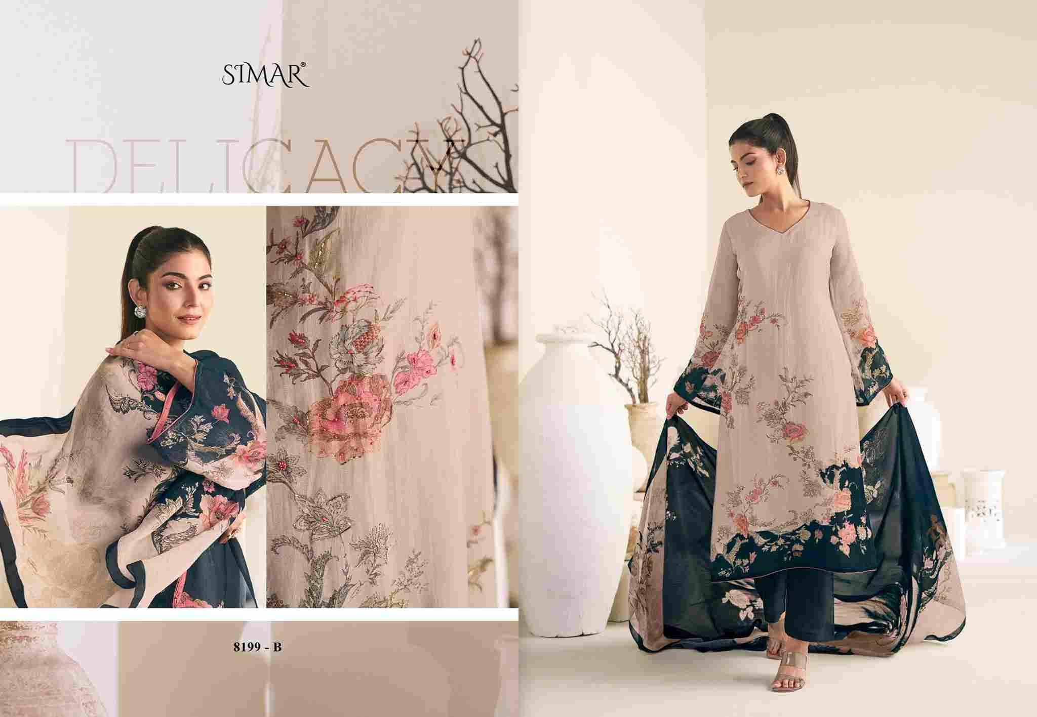 Arisa By Simar 8199-A To 8199-D Series Designer Festive Suits Beautiful Stylish Fancy Colorful Party Wear & Occasional Wear Pure Viscose Organza Dresses At Wholesale Price