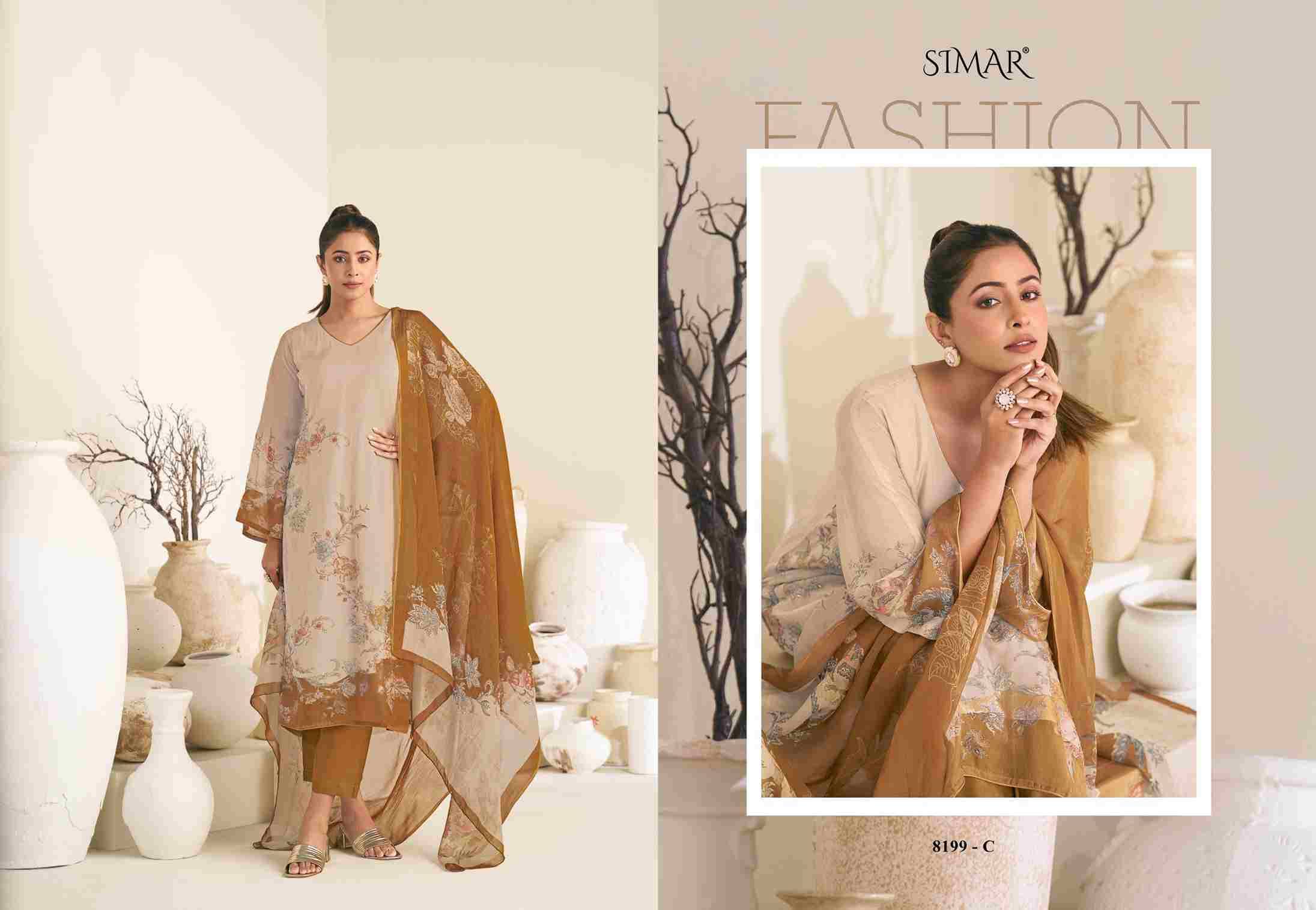 Arisa By Simar 8199-A To 8199-D Series Designer Festive Suits Beautiful Stylish Fancy Colorful Party Wear & Occasional Wear Pure Viscose Organza Dresses At Wholesale Price